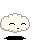 Pixelated cloud-shaped character with closed eyes and black mouth, standing on dark base; pink sparkles appear in some frames.