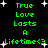 Green pixelated text on black background with white stars, repeating 'True Love Lasts A Lifetime<3' in two