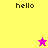Four display 'hello' text with a star icon; yellow and magenta show a pink star, while pink show a yellow star
