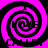 Four identical pink and black spiral patterns arranged in a with the word 'ALLEY' repeated below each spiral