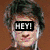 A static image of a person with dark hair and earbuds, overlaid with the text "HEY!" in a black box.