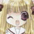 Pixelated anime-style character with blonde hair and closed eyes on left, black background with white text on right.