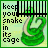 Animated green snake in cage with text 'keep your snake in its cage' on light background, showing cage bars opening and tongue flicking.