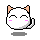 Pixel art cat head icon with closed eyes and pink cheeks, displayed as two sequential frames in a contact sheet showing subtle animation changes.