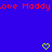 Blue background with red text repeating 'love Maddy' and green pixelated hearts scattered across the image.