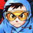 A pixelated anime-style character with blue hooded clothing and yellow goggles on a black background, paired with stylized text reading "Anime IM" and "COM".