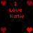 Red pixelated text and heart symbols on a black background, with multiple instances of 'I Love Katie' displayed in various arrangements.
