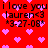 Red background with pink pixelated hearts and black text reading "i love you lauren<3 *3-27-08*" in four repeated sections.