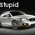A silver sedan with brown accents appears in , accompanied by changing text overlays including 'stupid', 'shiny', 'volvo', and 'Owner!'