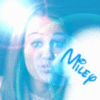 A blurry static image shows a person with light-colored hair and blue eyes, with the word 'Miley' in blue script on the right side.