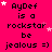 A pink background displays repeated text 'AyDef is a rockstar be jealous =)' with white and pink stars, where the stars' positions shift across frames.