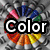 A circular rainbow-colored icon with text overlays showing 'Color', 'My', and 'Rain Bow.' on a gray stone background.