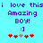 Pixelated text and symbols on a cyan background with red hearts, blue smiley face, and purple lettering.