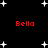 Black background with white star shapes and red text reading "Bella" in four positions.