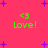A static image with a bright pink background featuring four identical green text elements reading '<3 Love!' surrounded by scattered purple star shapes.