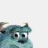 Two side-by-side pixelated frames of a blue furry monster character with brown horns and large eyes, displayed on a white background.