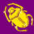 Six yellow beetle icons in various poses on a purple background, with one icon showing a different orientation.