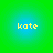 Four identical pixelated yellow text 'kate' on a green-to-blue gradient background arranged in a
