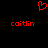 Red pixelated heart symbol above two instances of the text 'caitlin' on a black background.