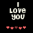 Pixelated text "I LOVE YOU" above five heart symbols on a black background, with one heart changing color between frames.