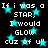Pixelated text repeats 'If i was a STAR, I would GLOW cuz of u!!' across black background with cyan stars.