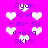 Pixelated icon with bright pink background, white hearts, and purple text reading "Ryan and Maurisa 4-eva RKMK" in multiple repeated sections.