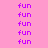 purple 'fun' text on pink and blue backgrounds with a gradient transition