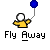 Animated sequence showing a yellow figure releasing a blue balloon, followed by falling yellow and red fragments against a gray background with repeated text below each frame.