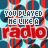 A repeating pattern of red 'radio' text and blue star shapes on a light blue background with alternating white lines, featuring partial text reading 'YOU PLAYED ME LIKE A' in gray.