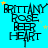 identical pixelated text icons on cyan background with yellow stars, each displaying 'BRITTANY ROSE BEER HEART' in stacked black letters