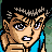 Pixelated anime-style character with brown hair and blue shirt, holding a phone to ear, next to text 'Anime IM' and 'COM' on black background.