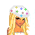 Pixel art contact sheet showing a blonde doll character in Louis Vuitton-inspired fashion with floral monogram patterns across clothing and accessories, including a beret, dress, shorts, bag, and thigh-high socks, alongside pink text reading "I LOVE LOUIS VUITTON".
