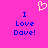 A static pixel art image with a bright pink background, blue text reading "I Love Dave!" in two identical vertical , and a white pixelated heart symbol above the text
