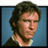 Pixelated image of a person with brown hair against a blue background, next to white pixelated text on black background reading "I got a blaster with your name on it!".