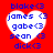 Red background with four identical white heart-shaped icons containing blue text names and '3' symbols.