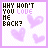 A 4-frame animated contact sheet showing pixelated text and hearts on a light purple background with varying heart opacity across frames.