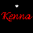 Red text reading "Kenna" repeats across a black background with white stars moving through the scene.