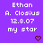 Purple background with white pixelated text reading 'Ethan A. Closius 12.8.07 my star' and two brown heart symbols at the bottom center.
