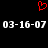 Red pixelated heart symbol above two identical white date strings on black background.