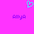 A static pixel art image with a bright pink background, featuring a cyan heart symbol at the top and two instances of the text 'Allya' in purple below.
