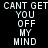 Pixelated text displays 'CANT GET YOU OFF MY MIND' with green highlight boxes shifting across words in an animated sequence.