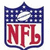 Three identical NFL shield logos arranged in a , each featuring blue and white checkered top section with football graphic, red "NFL" text on white background