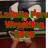 A wrestler lifts a barbell with large white weights in four showing text changes