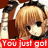 Pixelated anime-style character with light brown hair and black eyes, wearing a white headband and dark outfit, shown in three with red text overlays