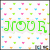 Green pixelated text 'JOUR' on a white background with repeating colored squares, transitioning to pink and green floral shapes.