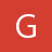 A static image shows a white capital letter G on a solid red background with pixelated edges.
