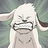 Pixelated image of a white dog-like creature with long ears and a strained expression, set against a brown background with pixelated text.