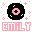 Pixelated icon with four identical black circular shapes on gray background, each containing pink and white concentric rings; below each shape is a pink rectangle with 'EMILY' in white block letters.