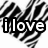 Black-and-white striped heart-shaped background with pixelated text reading "ilove joey" and "sooo much" in white letters on black rectangles.