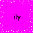 A bright pink background with white pixelated dots scattered across it, featuring four instances of the text 'ily' in black lowercase letters positioned at each corner.